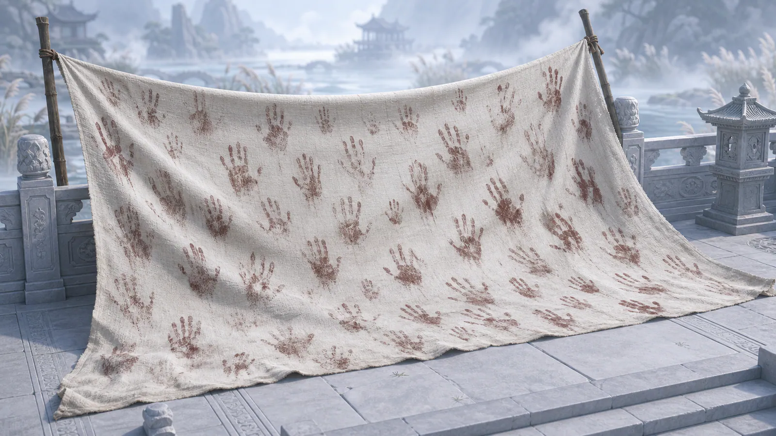 PROP ASSETS：blood-handprint-banner-prop-3d-cg-anime-4k-v1.png