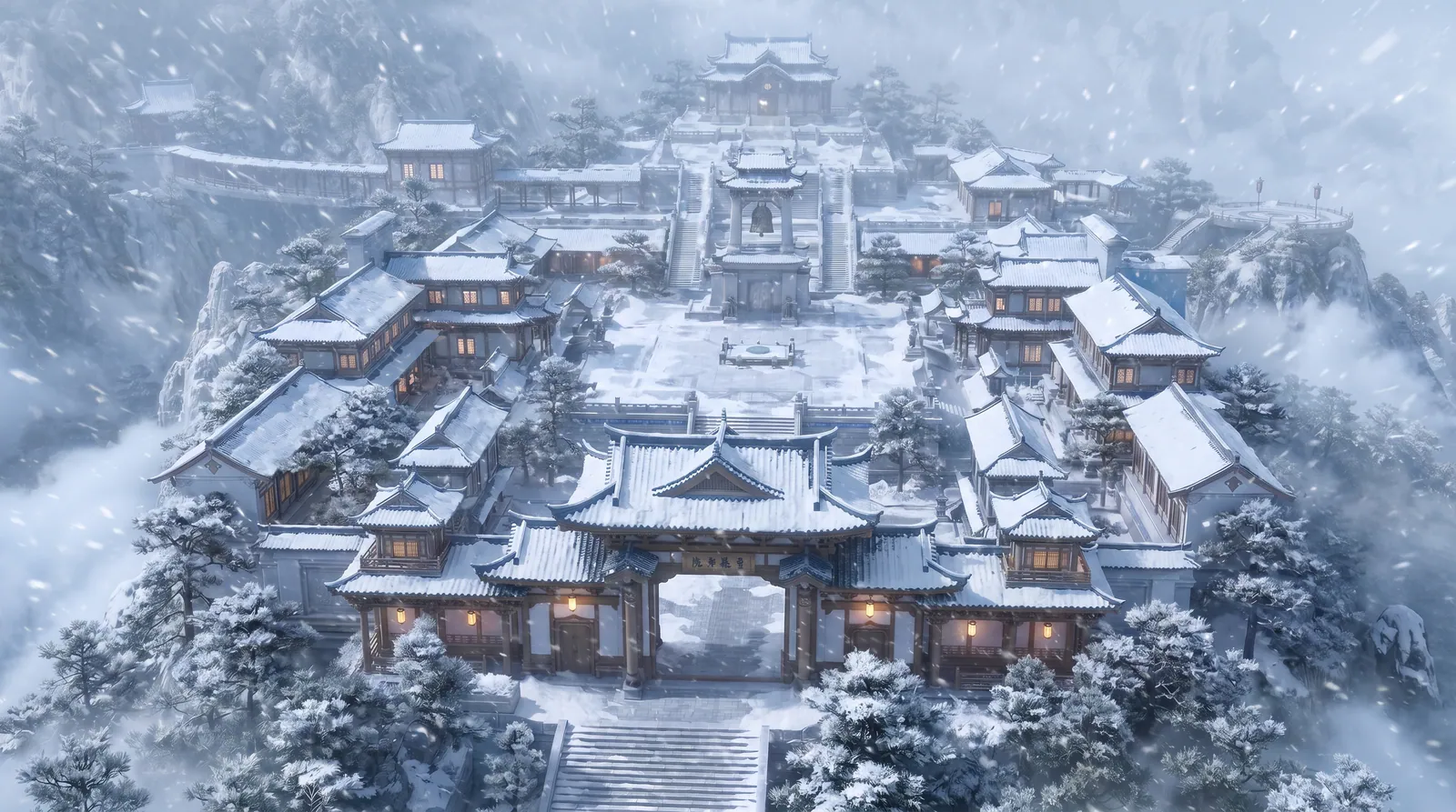 SCENE ASSETS：qinglu-academy-mountain-complex-overview-3d-cg-v3-暴雪.jpeg