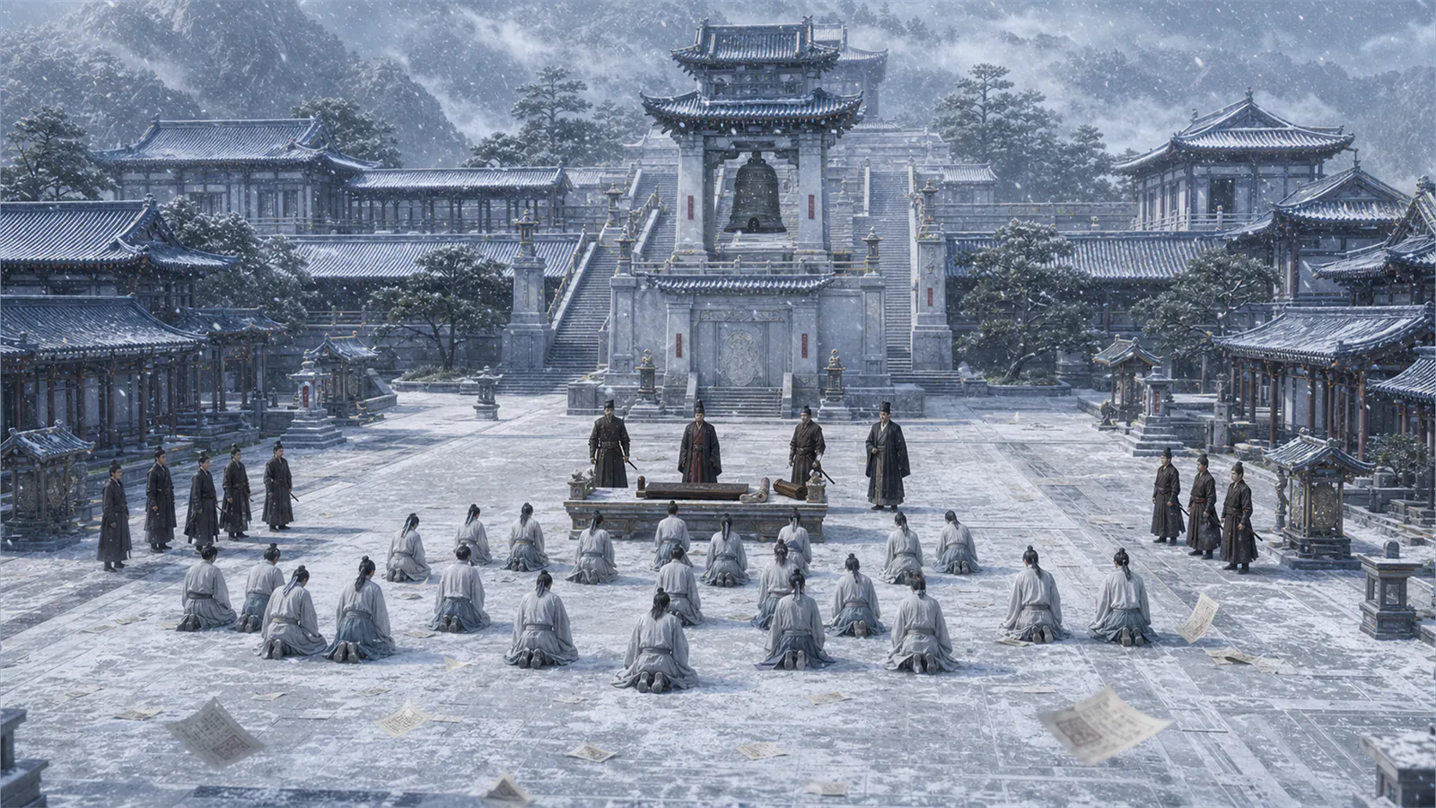 SCENE ASSETS：qinglu-academy-front-courtyard-sealing-crisis-3d-cg-v1-3840x2160.png