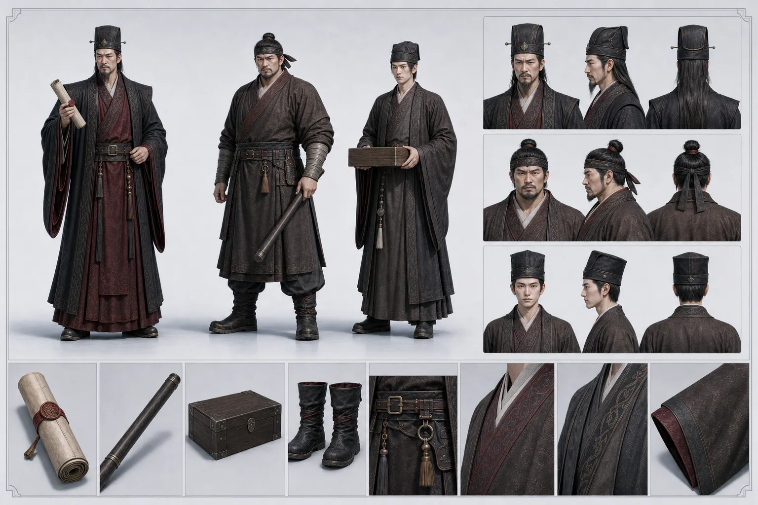 CHARACTER ASSETS：episode-01-zhao-officers-bailiffs-group-3d-cg-v4-character-storyboard.png