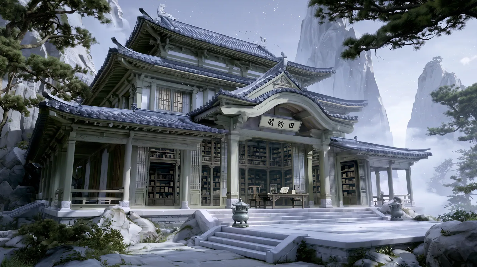 SCENE ASSETS：qinglu-academy-old-treaty-archive-pavilion-3d-cg-v2.png