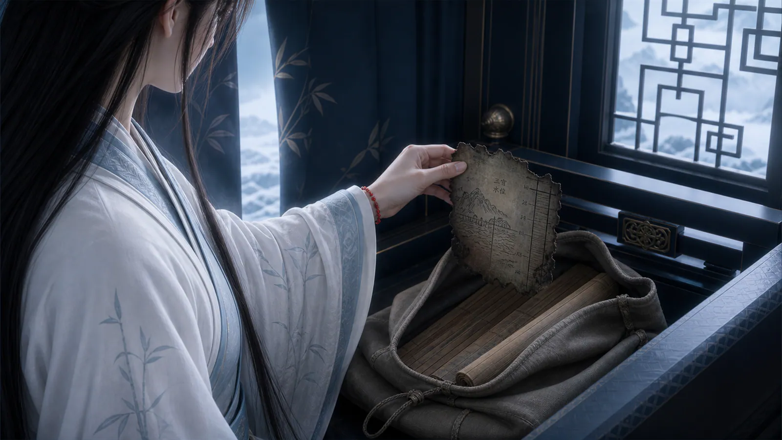 SCENE ASSETS：heng-carriage-interior-ji-buhan-hand-evidence-fragment-3d-cg-v5-style-corrected-3840x2160.png